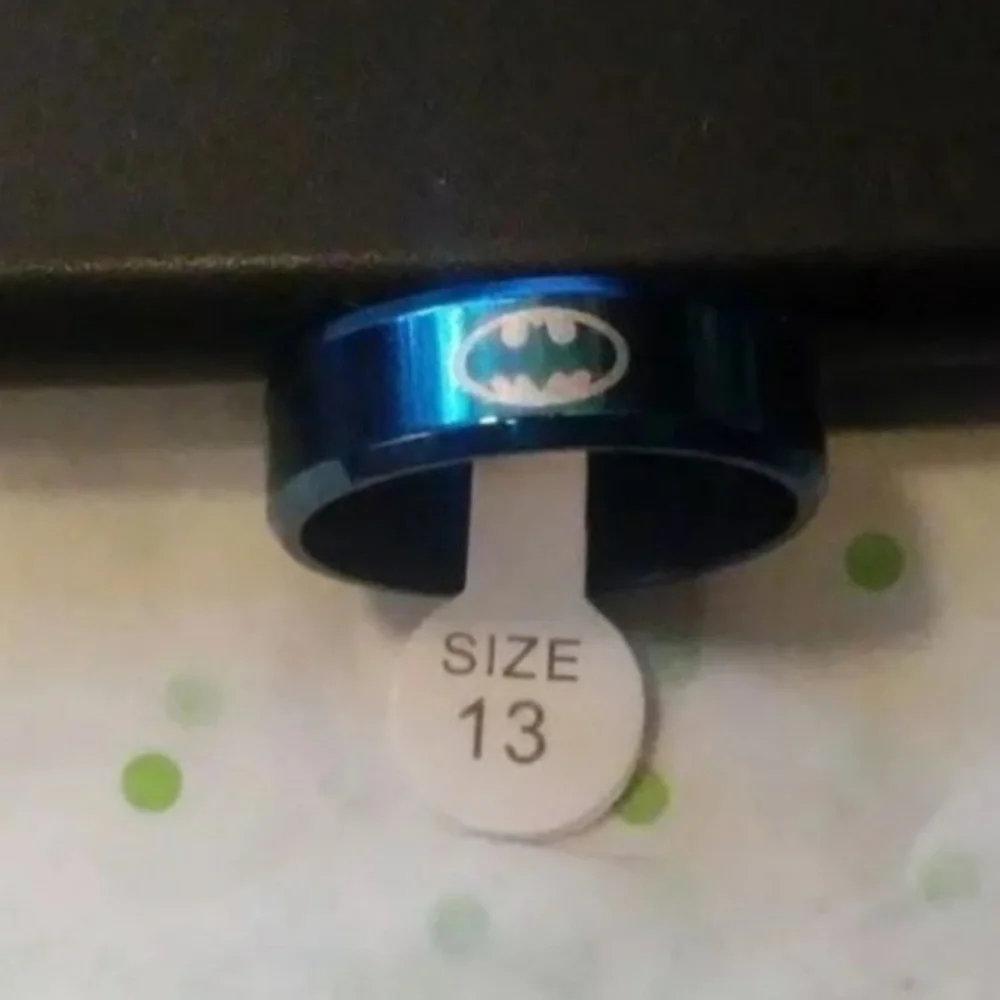 Batman Fashion Ring Stainless Blue 4 Sided Logo New Superhero